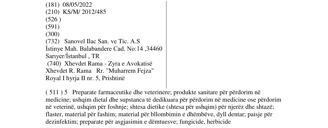 Zëri i markës hepton - sanovel në buletin
