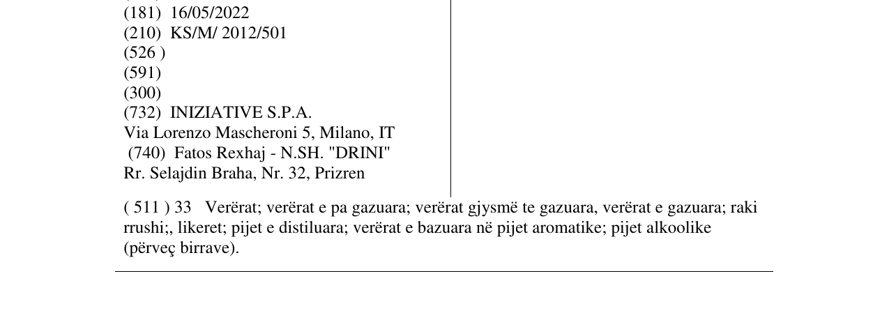 Zëri i markës VILLA SANDI në buletin