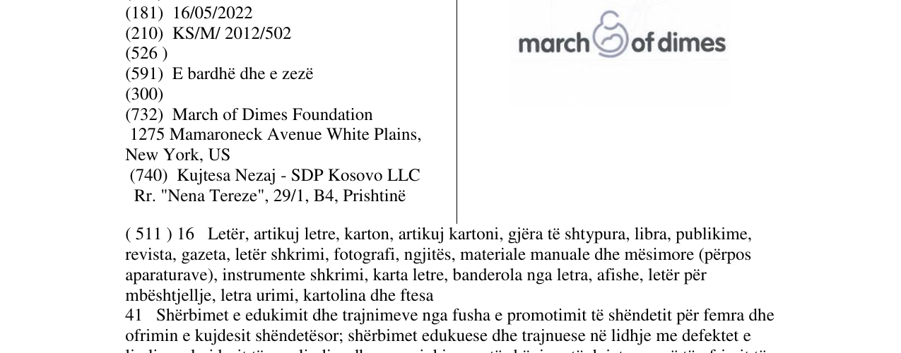 Zëri i markës march of dimes në buletin