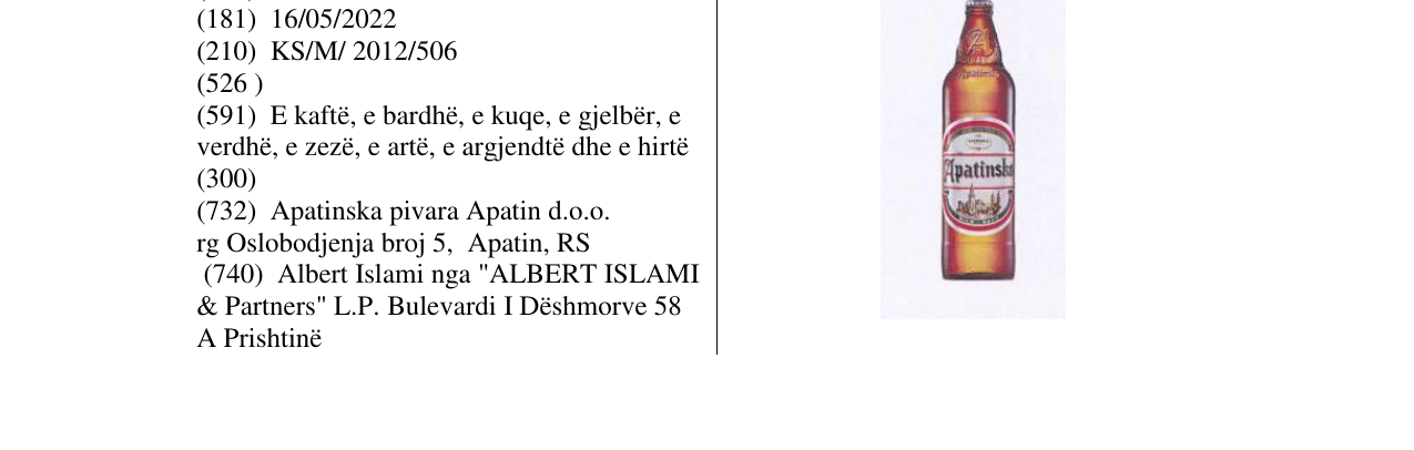 Zëri i markës Apatinsko në buletin