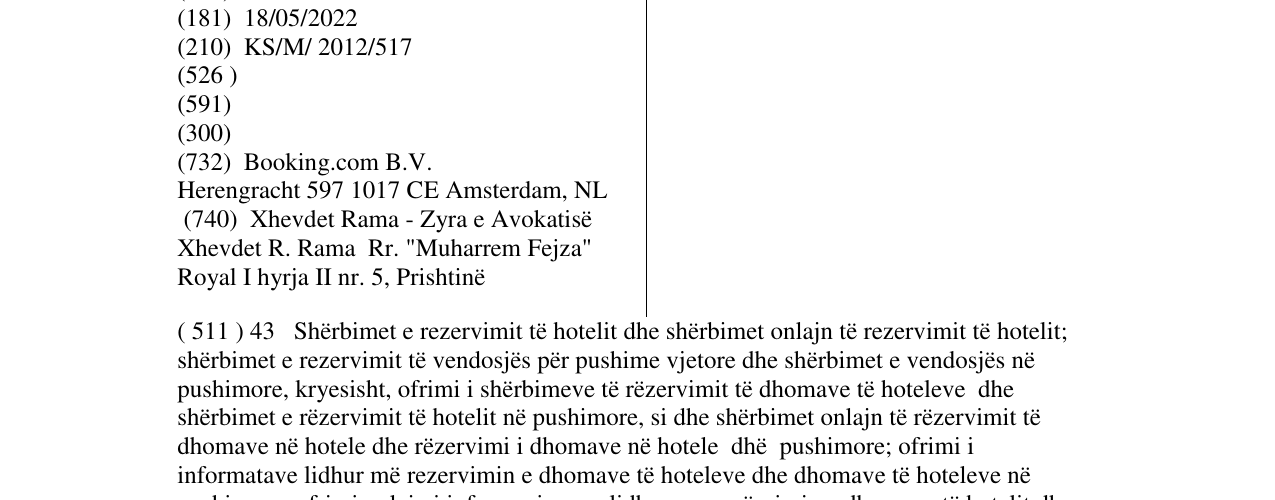 Zëri i markës BOOKING.COM në buletin