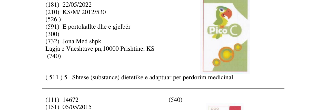 Zëri i markës Pico C në buletin