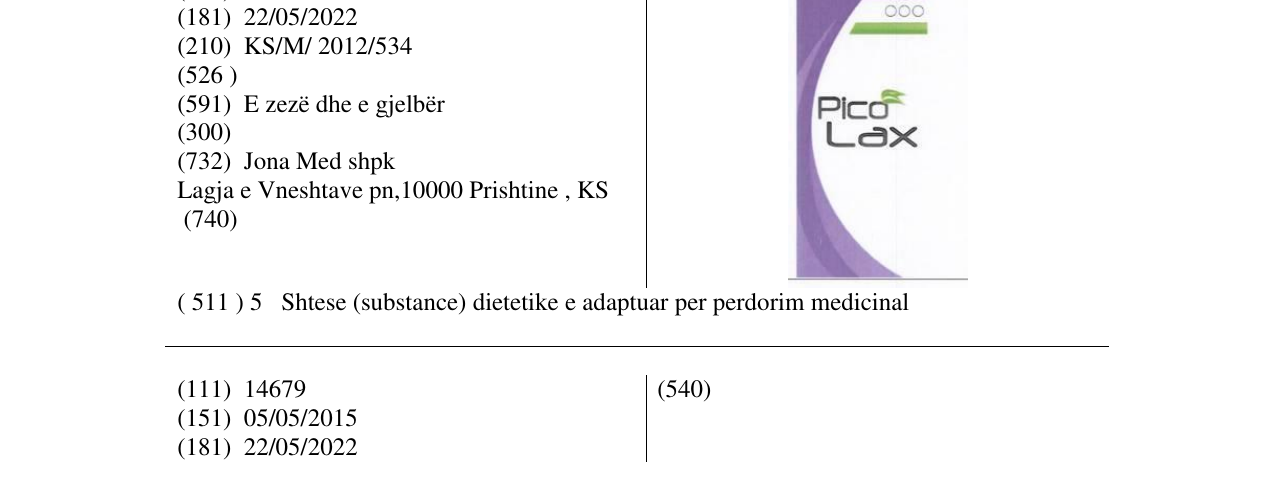 Zëri i markës Pico Lax në buletin