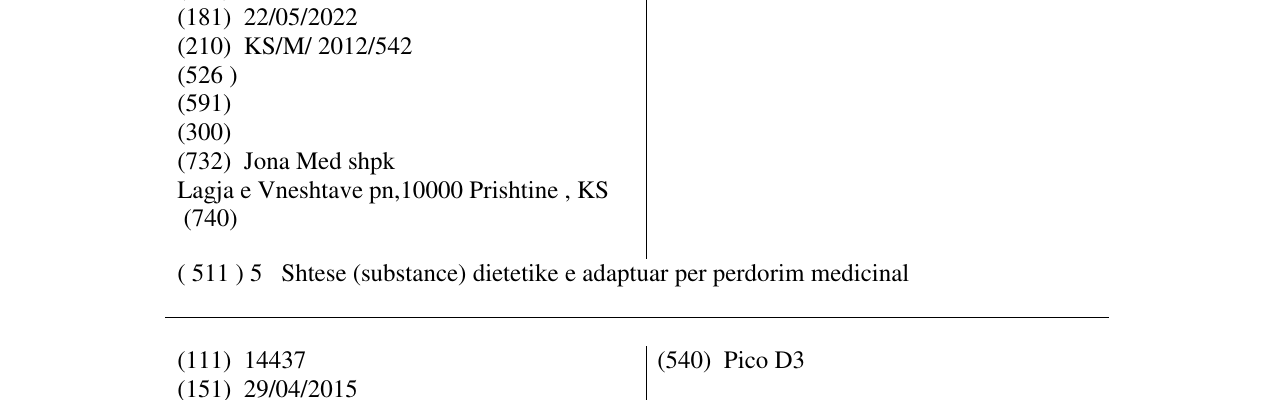 Zëri i markës Pico C në buletin