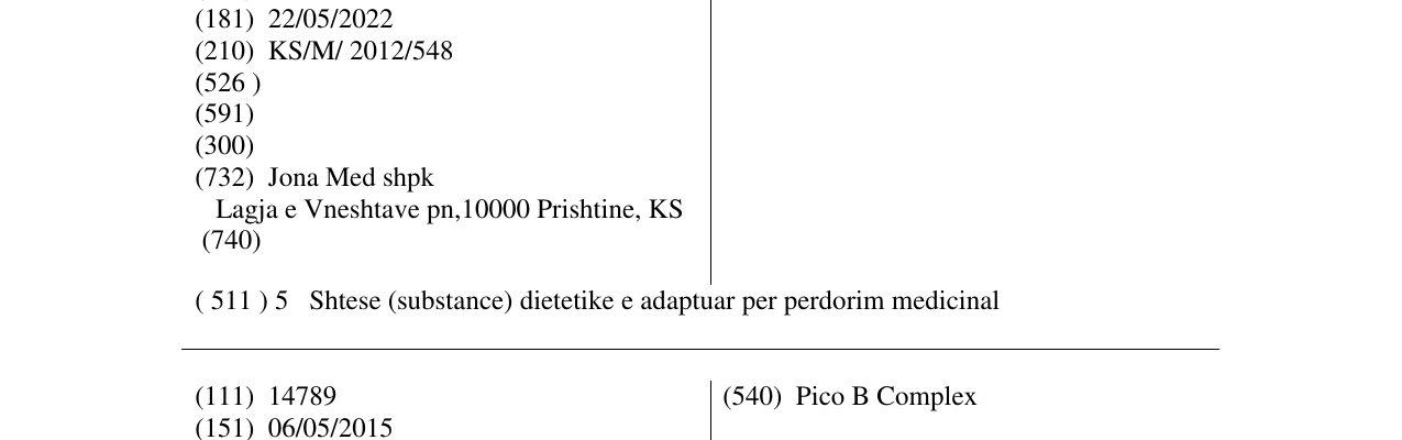 Zëri i markës Pico Multivit në buletin