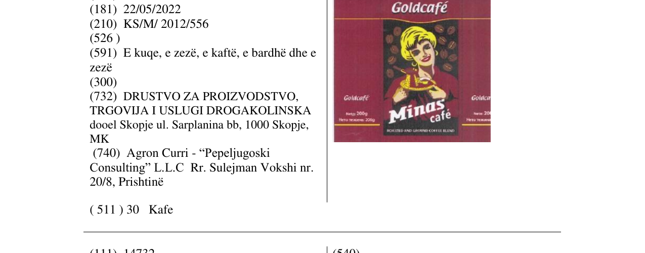 Zëri i markës Goldcafé në buletin