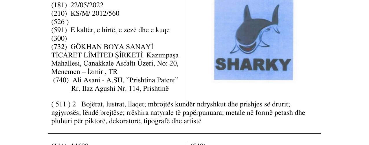 Zëri i markës SHARKY në buletin