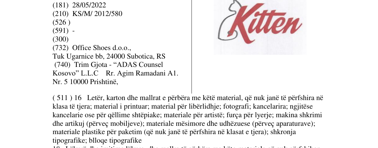 Zëri i markës Kitten në buletin