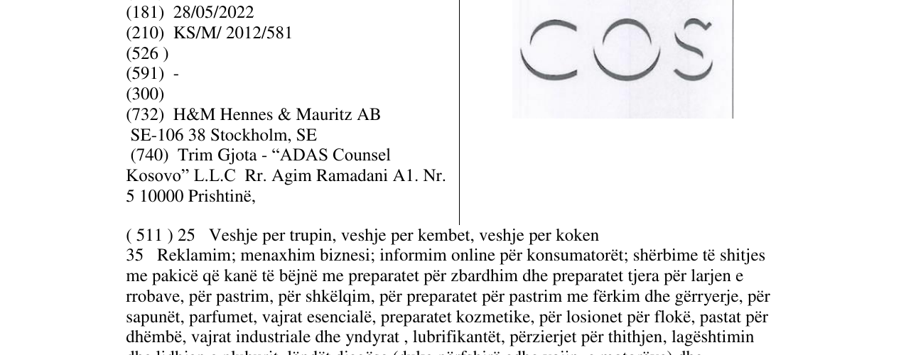 Zëri i markës COS në buletin