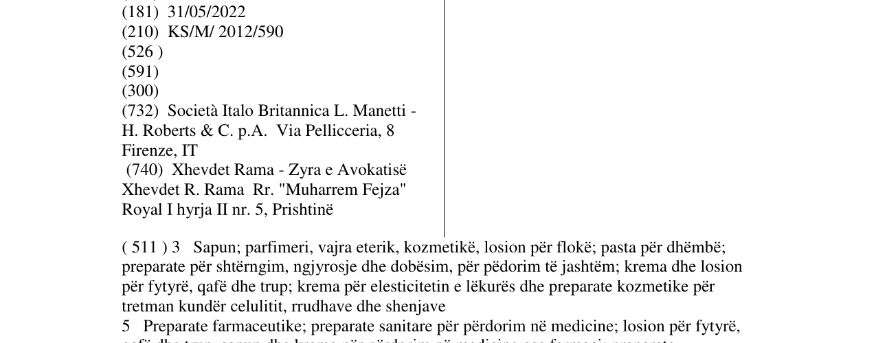 Zëri i markës DERMATOLINE në buletin