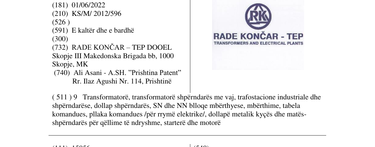 Zëri i markës RADE KONČAR – TEP në buletin