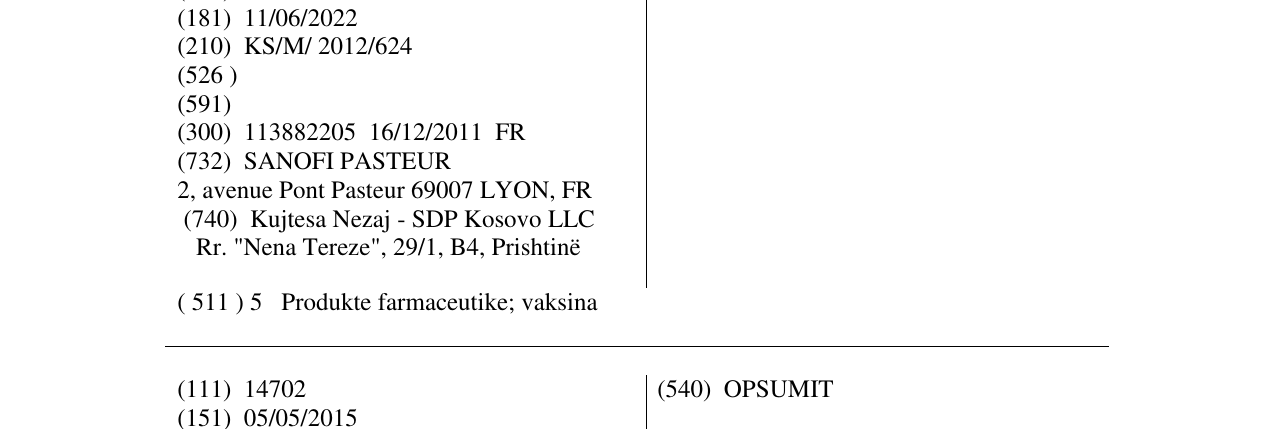 Zëri i markës DENGQUADRA në buletin