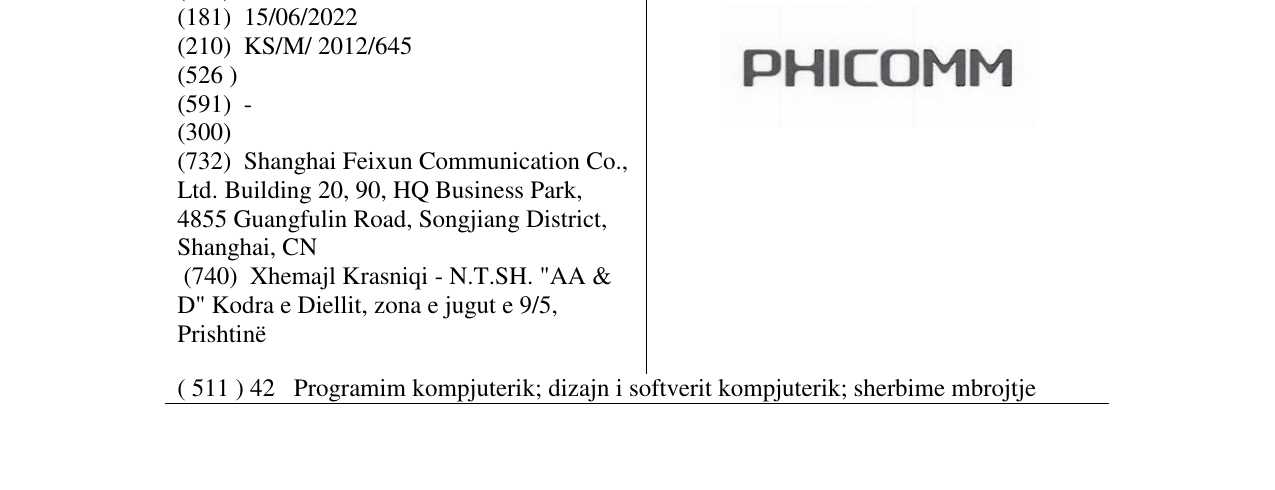 Zëri i markës PHICOMM në buletin