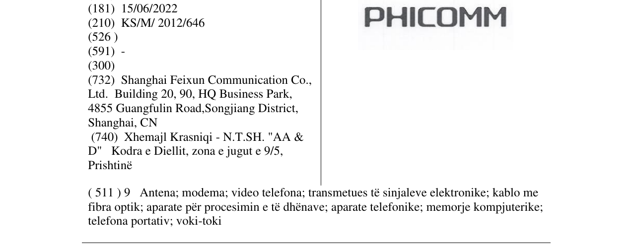 Zëri i markës PHICOMM në buletin