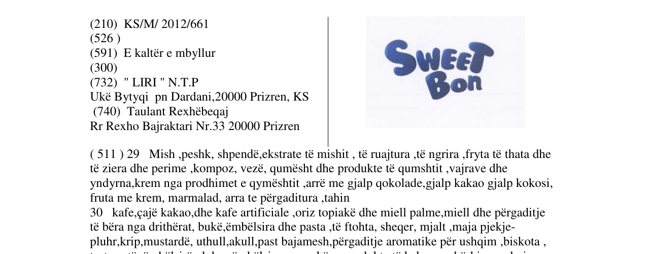 Zëri i markës SweeT Bon në buletin