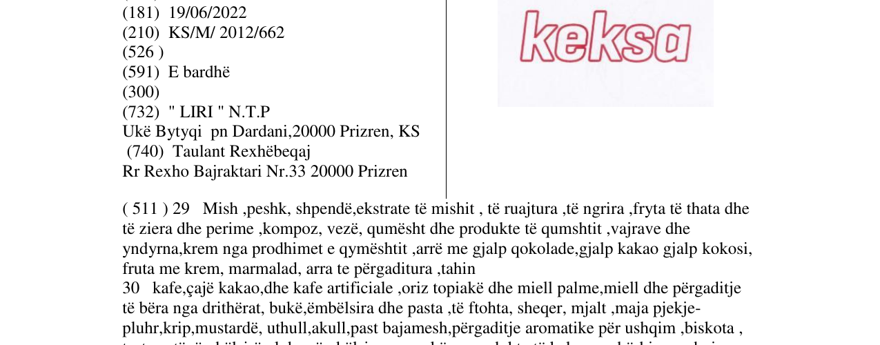 Zëri i markës keksa në buletin