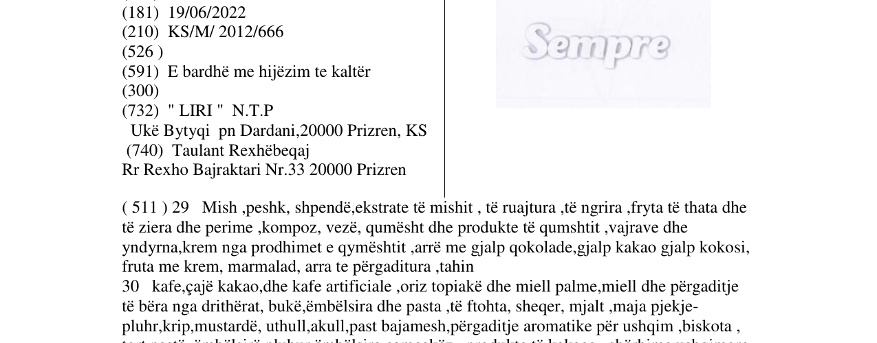 Zëri i markës Sempre në buletin