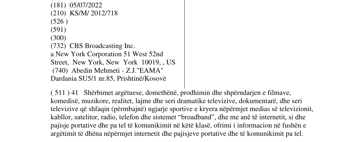 Zëri i markës CBS në buletin