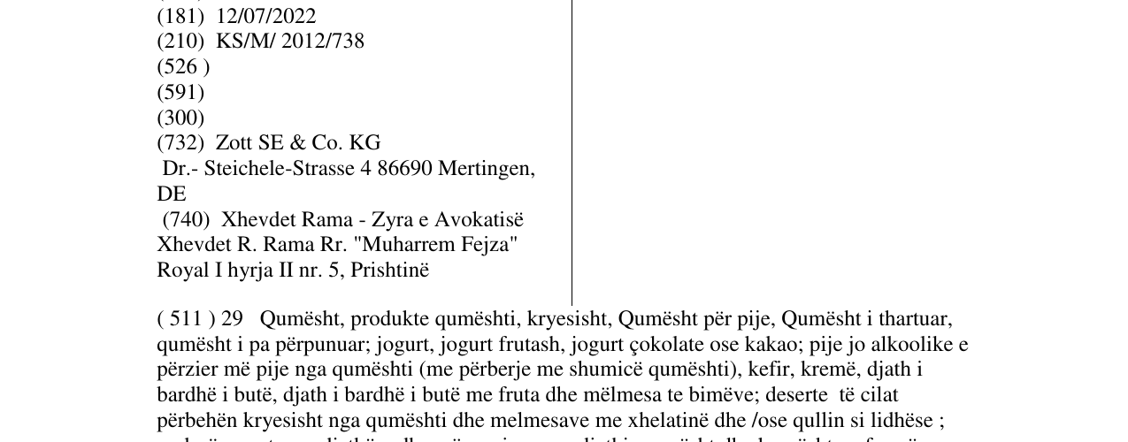 Zëri i markës Zottinos në buletin