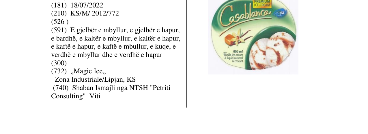 Zëri i markës Casablanca në buletin