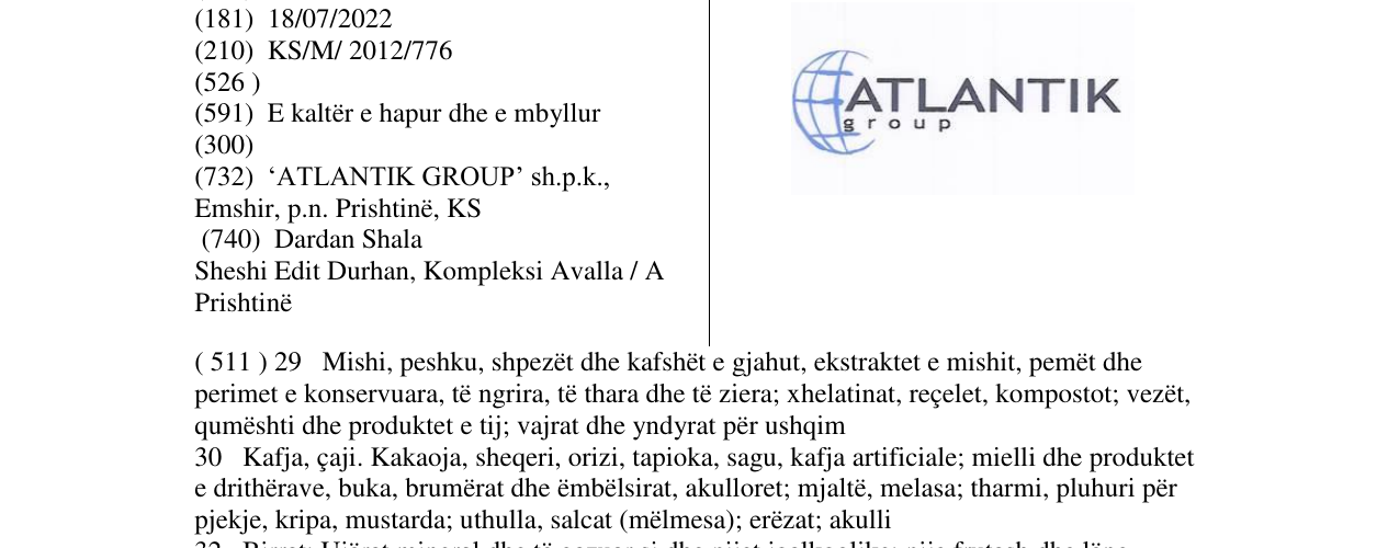 Zëri i markës ATLANTIK group në buletin