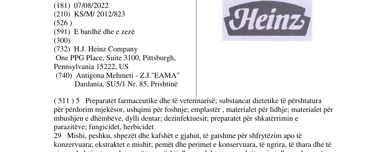 Zëri i markës Heinz në buletin