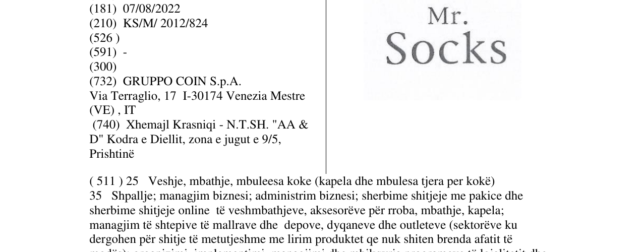 Zëri i markës Mr. Socks në buletin