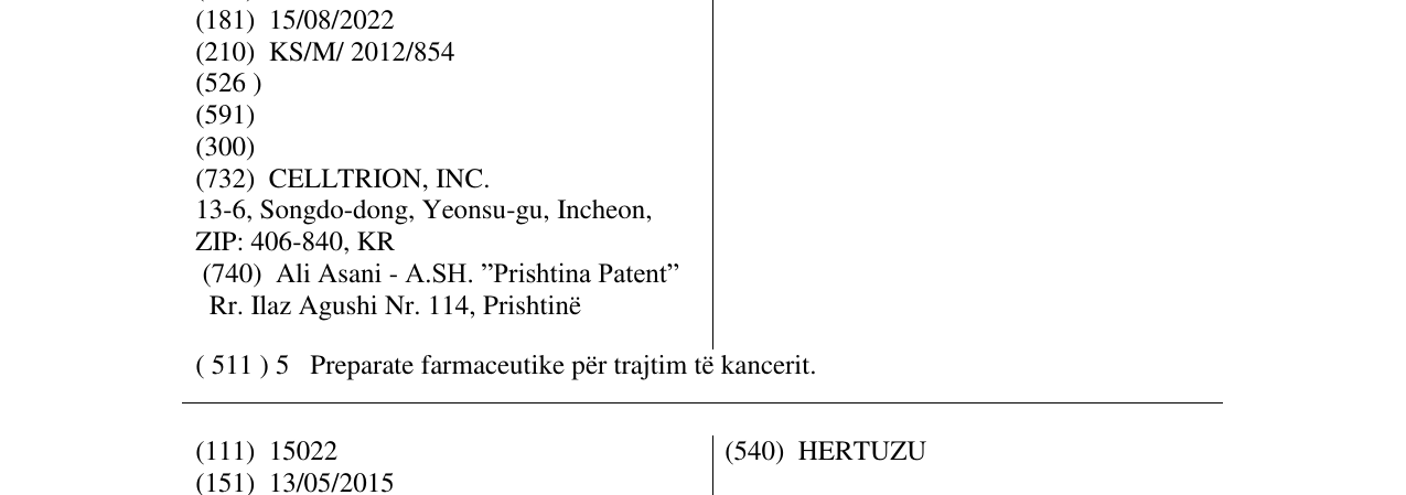 Zëri i markës HERZUMA në buletin