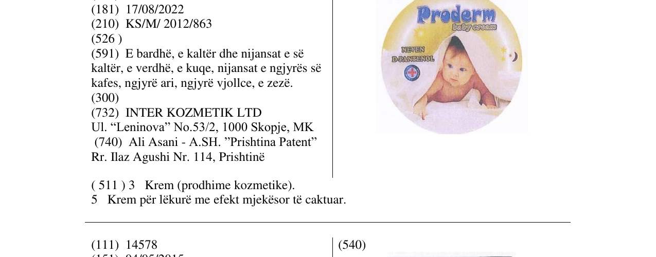 Zëri i markës Proderm në buletin