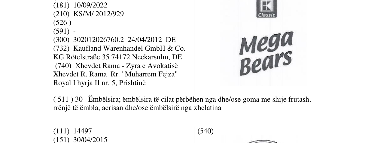 Zëri i markës Mega Bears në buletin