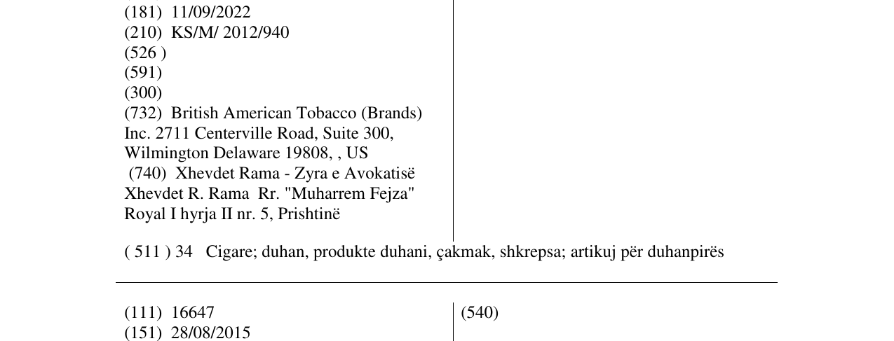 Zëri i markës R.A.PATTERSON në buletin