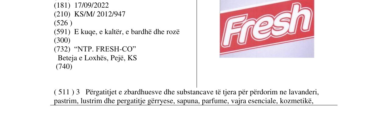 Zëri i markës Fresh në buletin