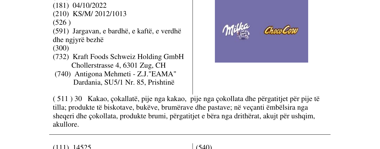 Zëri i markës Milka ChocoCow në buletin