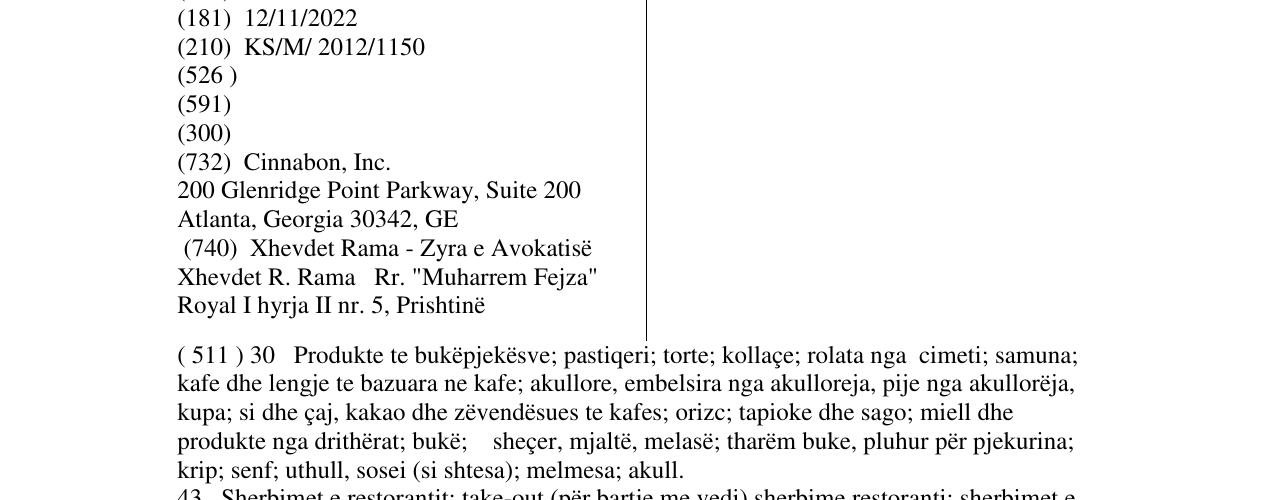 Zëri i markës CINNABON në buletin