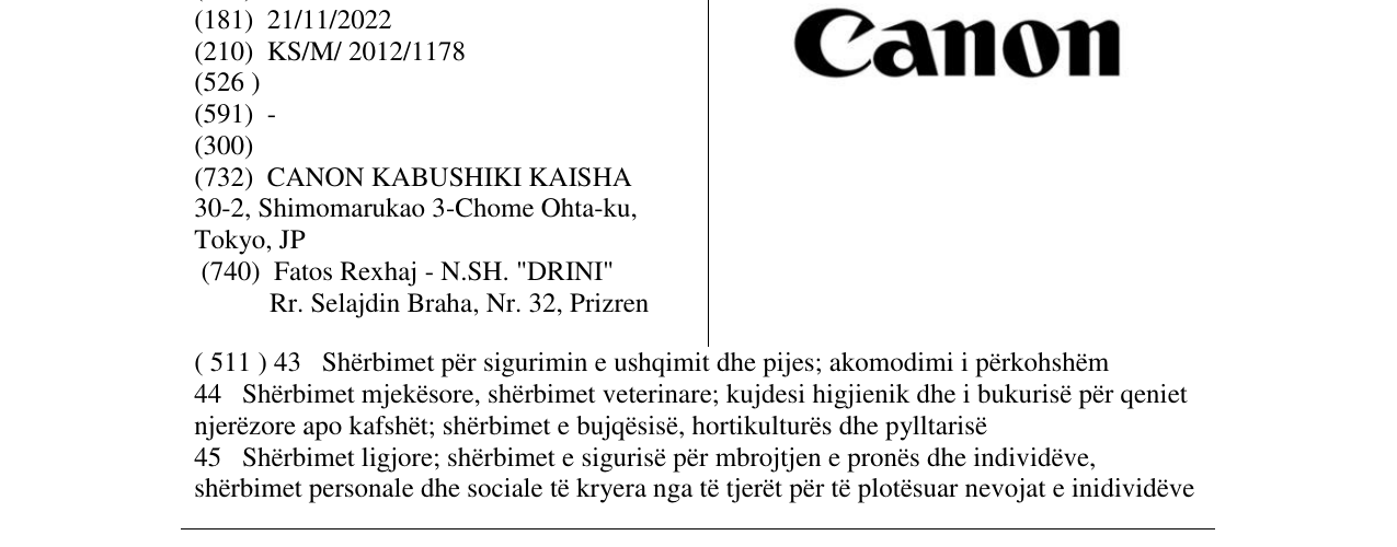 Zëri i markës Canon në buletin