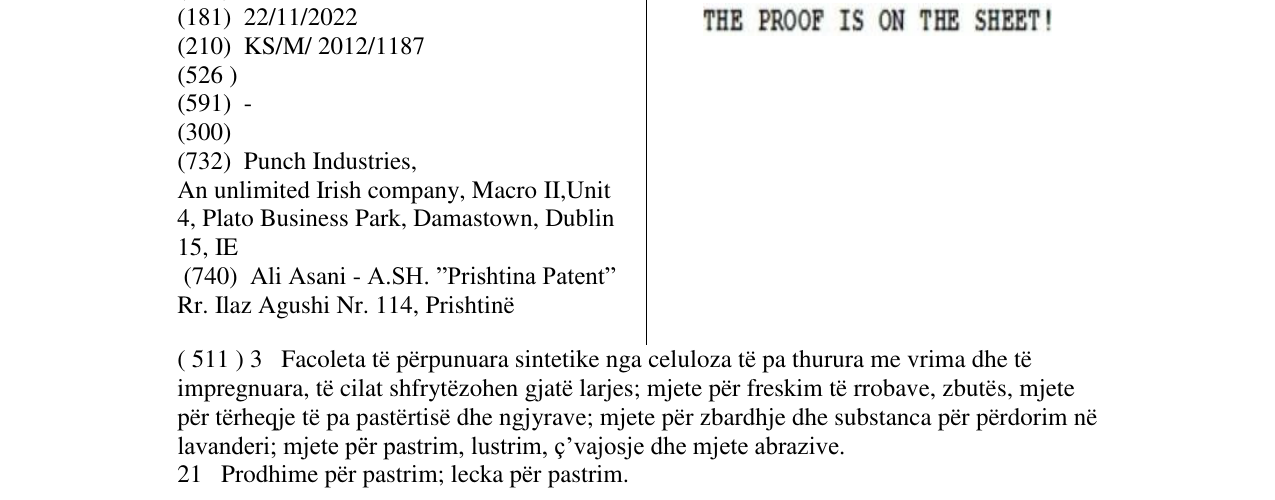 Zëri i markës THE PROOF IS ON THE SHEET! në buletin