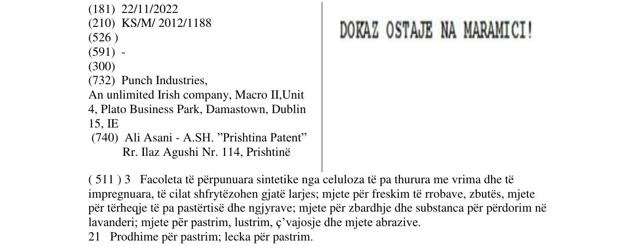 Zëri i markës DOKAZ OSTAJE NA MARAMICI! në buletin