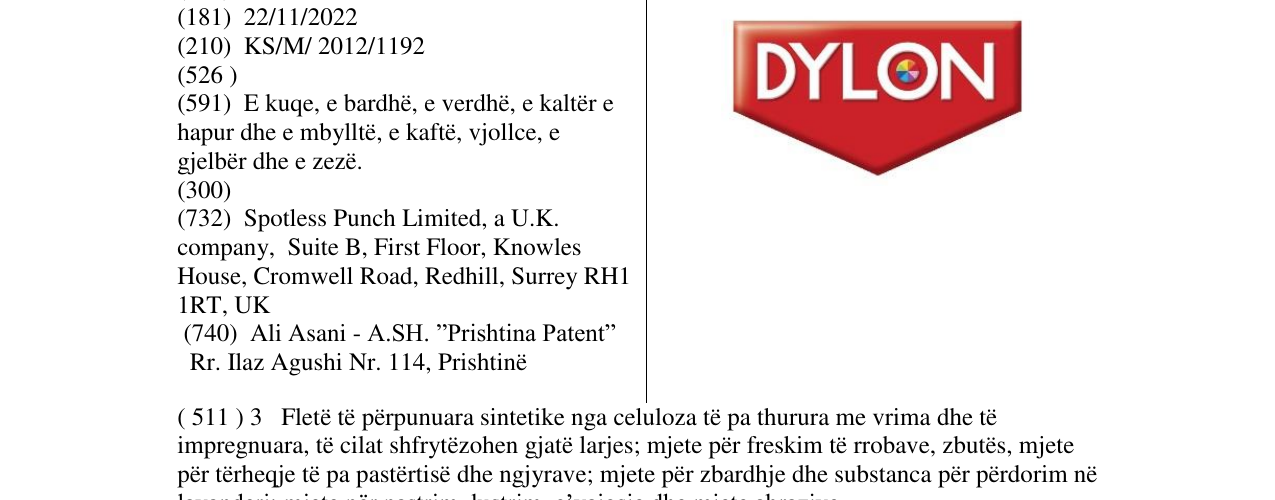 Zëri i markës DYLON në buletin