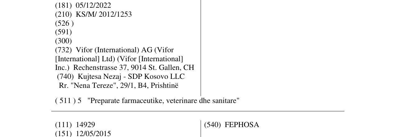 Zëri i markës VELPHORO në buletin