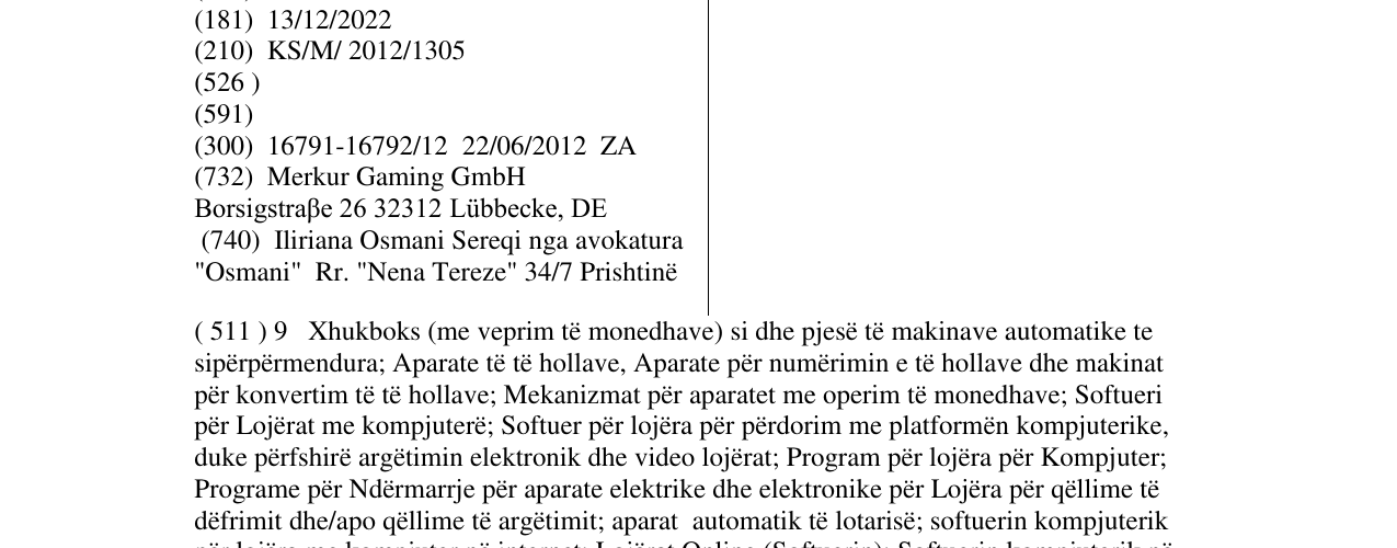 Zëri i markës Merkur në buletin