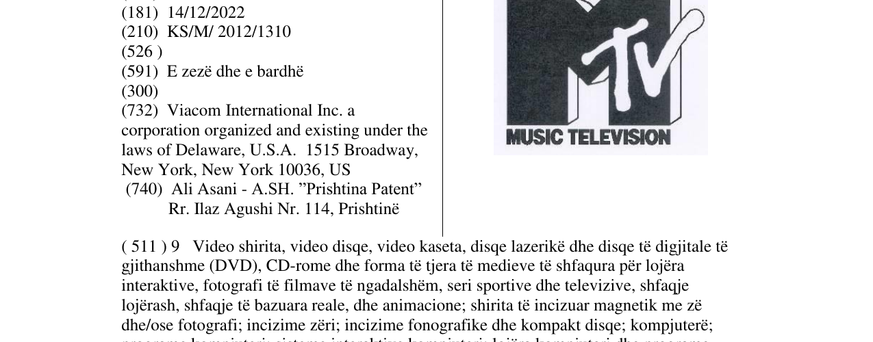 Zëri i markës TV MUSIC TELEVISION në buletin