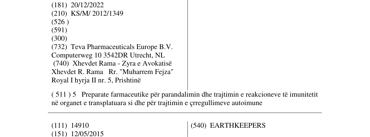 Zëri i markës VANQUORAL në buletin