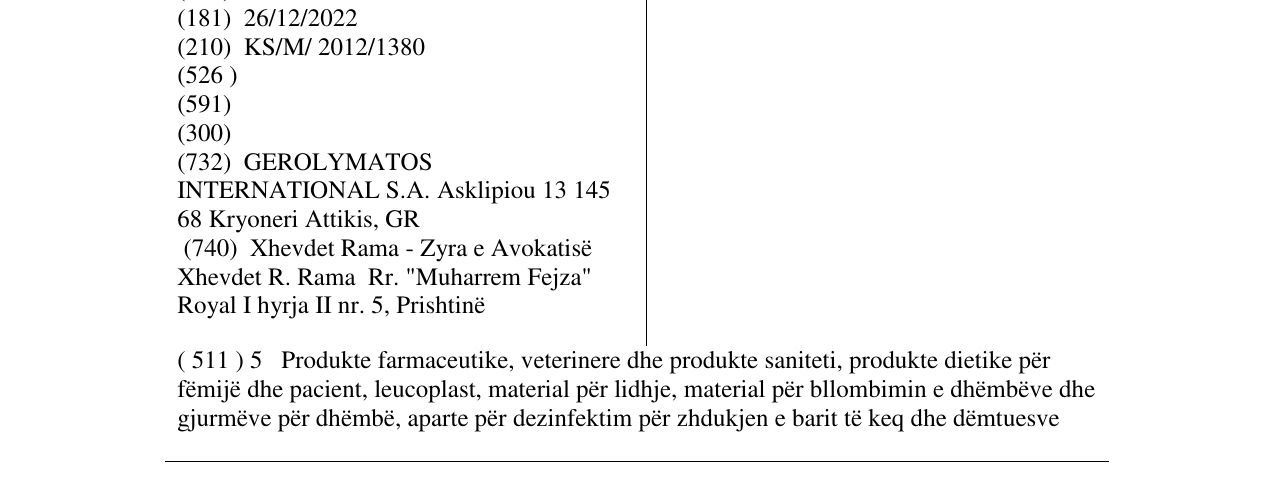 Zëri i markës SINOMARIN në buletin