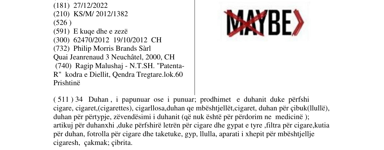 Zëri i markës MAYBE në buletin
