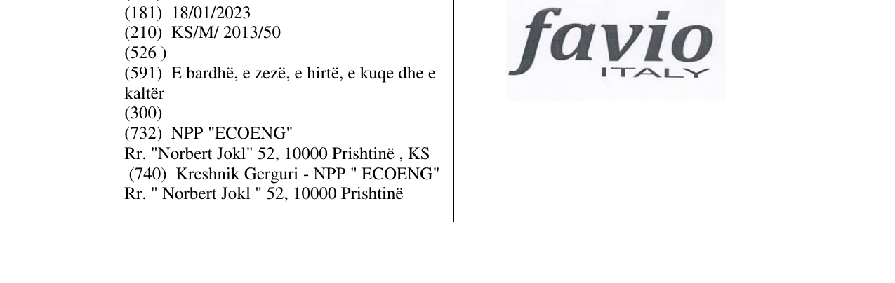 Zëri i markës favio ITALY në buletin