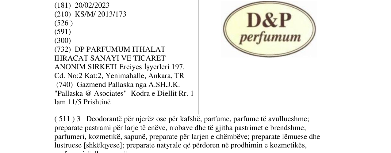 Zëri i markës D&P perfumum në buletin