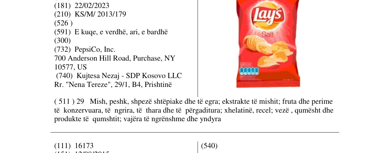 Zëri i markës Lay's në buletin