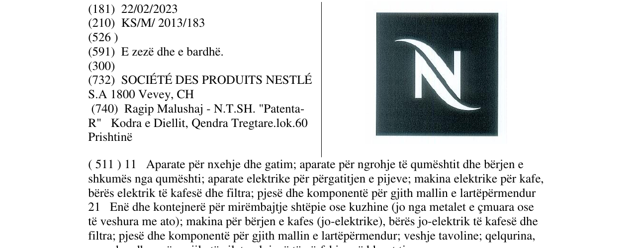 Zëri i markës N në buletin
