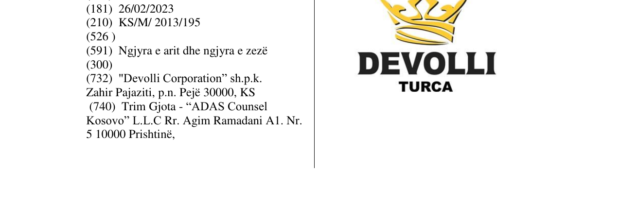 Zëri i markës Devolli TURCA në buletin