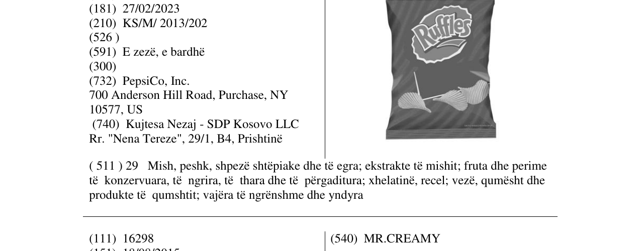 Zëri i markës Ruffles në buletin